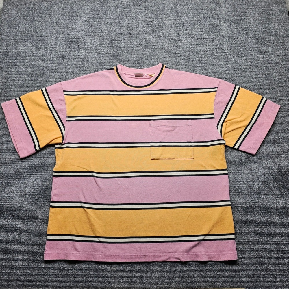 Levis Mens Striped Pocket T-Shirt Pink Orange Black White 18439-0001 Size M